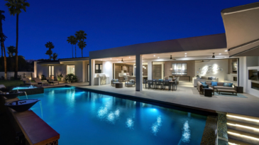 POOL AND SPA TO HOUSE NIGHT